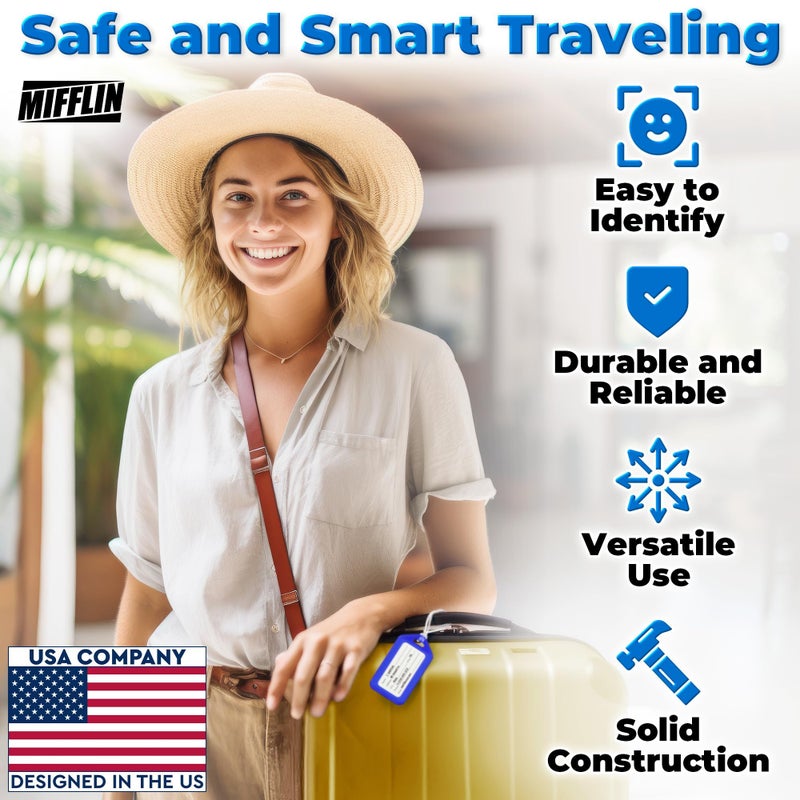 Mifflin-USA Luggage Tags (Blue, 50 PK), Bag Tag for Baggage, Suitcase Tags Bulk - Image 2